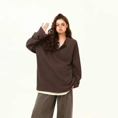 Layered Illusion Retro Henley Pullover