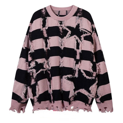 Grundge Stripe Knit Streetwear Sweater
