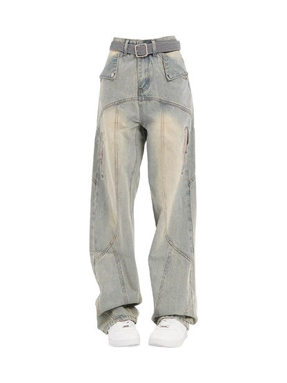 High-Waisted Straight-Leg Jeans