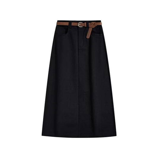 Elegant High-Waist Slit Skirt