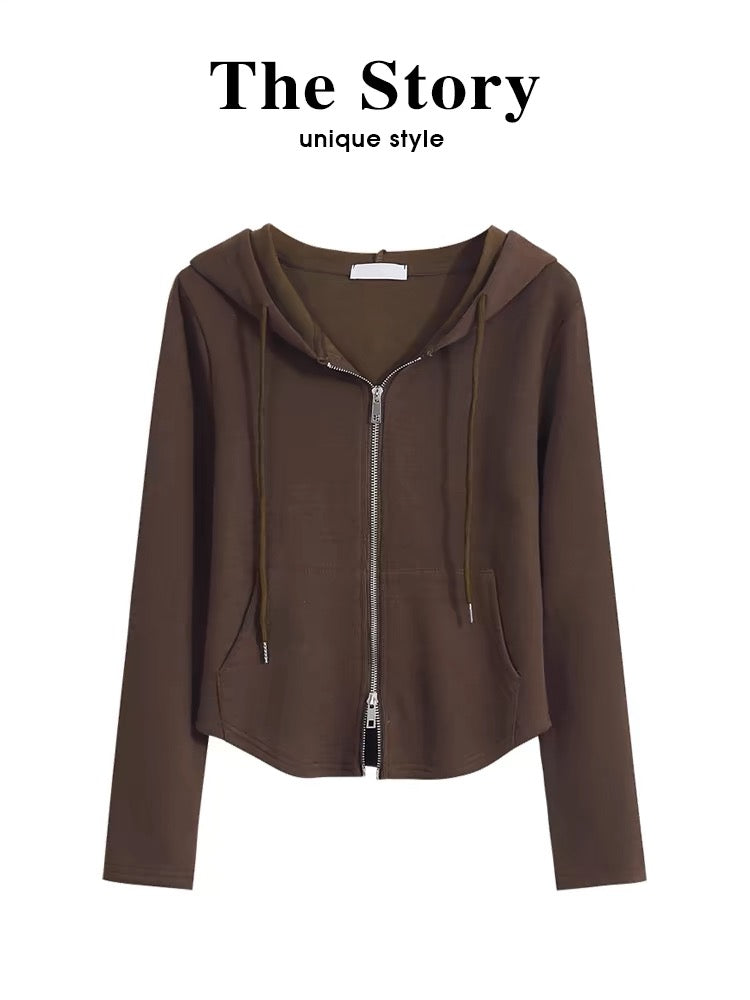 Slim Fit Hooded Zip-Up Jacket Women