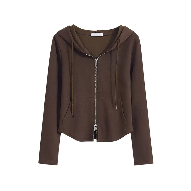 Slim Fit Hooded Zip-Up Jacket Women