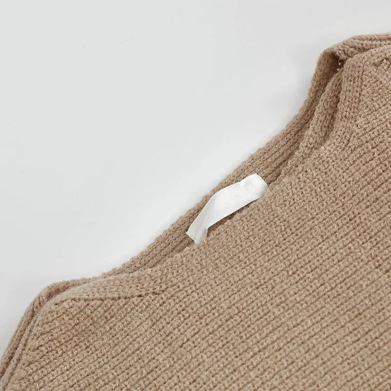 Women Chic Irregular Hem Knit Sweater