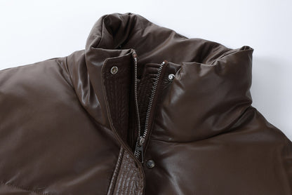 Shiny Puffer Jacket with Ribbed Cuffs