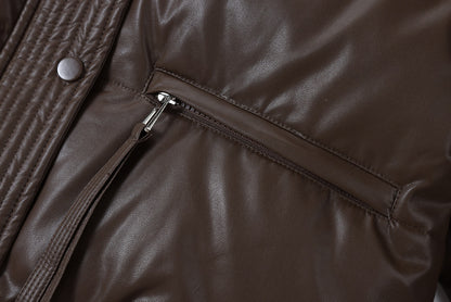 Shiny Puffer Jacket with Ribbed Cuffs