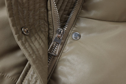 Shiny Puffer Jacket with Ribbed Cuffs