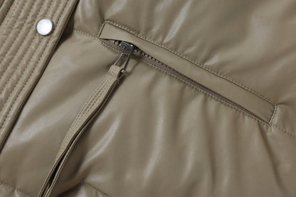 Shiny Puffer Jacket with Ribbed Cuffs