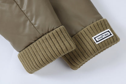 Shiny Puffer Jacket with Ribbed Cuffs