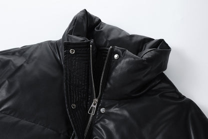 Shiny Puffer Jacket with Ribbed Cuffs