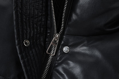 Shiny Puffer Jacket with Ribbed Cuffs