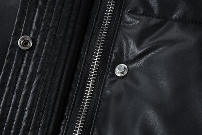 Shiny Puffer Jacket with Ribbed Cuffs