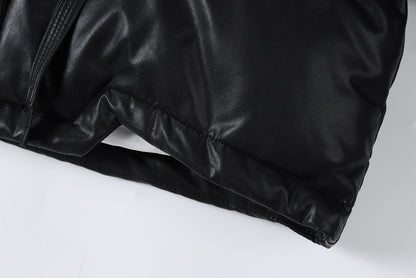 Shiny Puffer Jacket with Ribbed Cuffs
