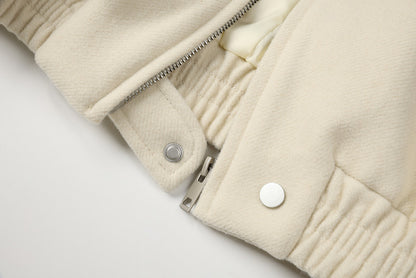 Stylish Cropped Wool Blend Jacket