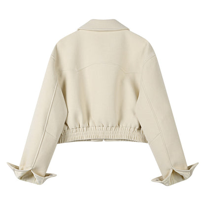 Stylish Cropped Wool Blend Jacket