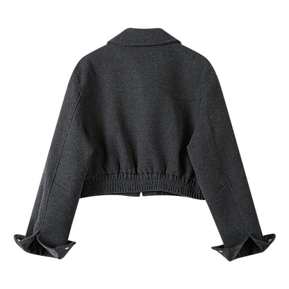 Stylish Cropped Wool Blend Jacket
