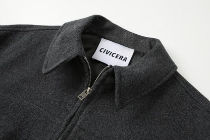 Stylish Cropped Wool Blend Jacket