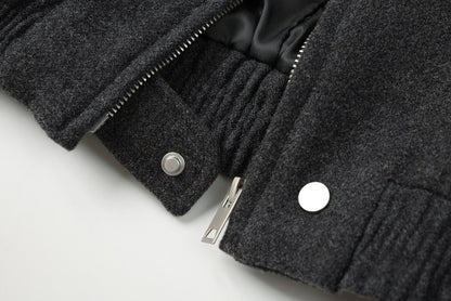 Stylish Cropped Wool Blend Jacket