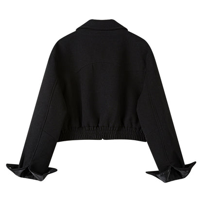 Stylish Cropped Wool Blend Jacket