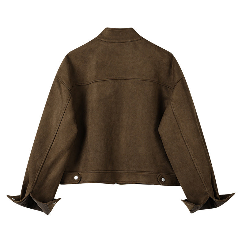 Retro Suede Stand Collar Jacket