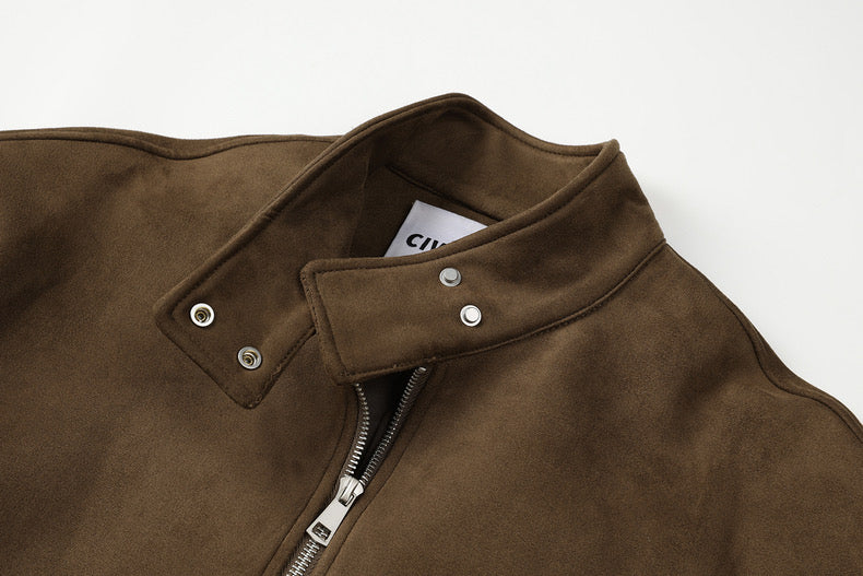 Retro Suede Stand Collar Jacket