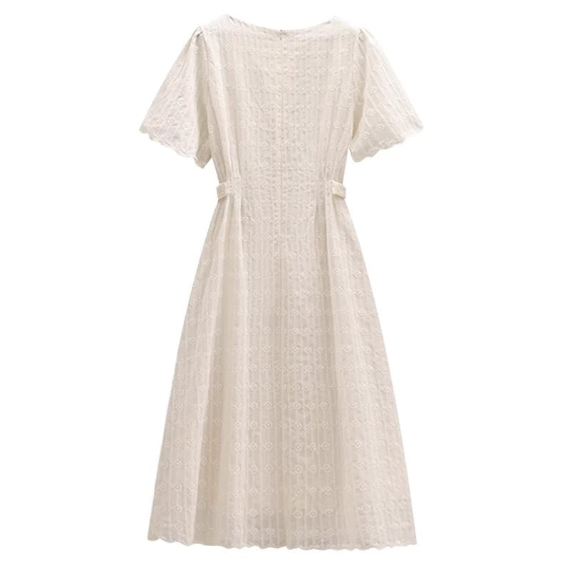 Elegant French Square Neck Summer Dress