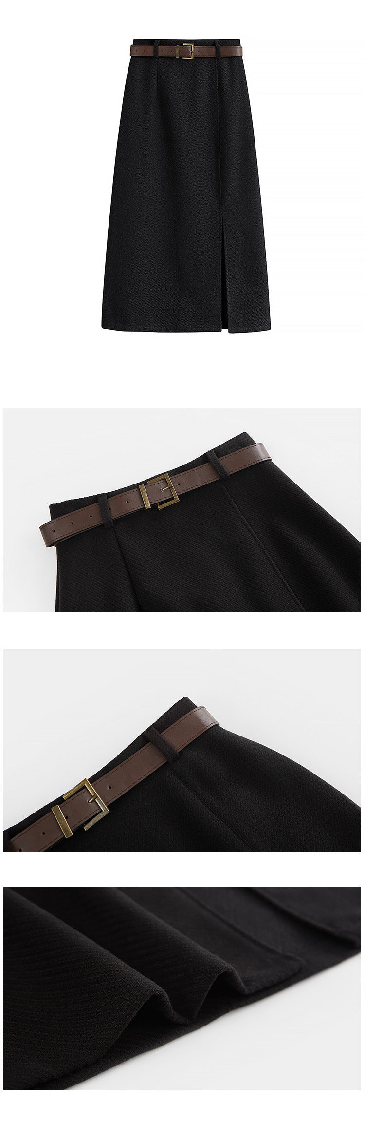 High-Waist A-Line Midi Skirt