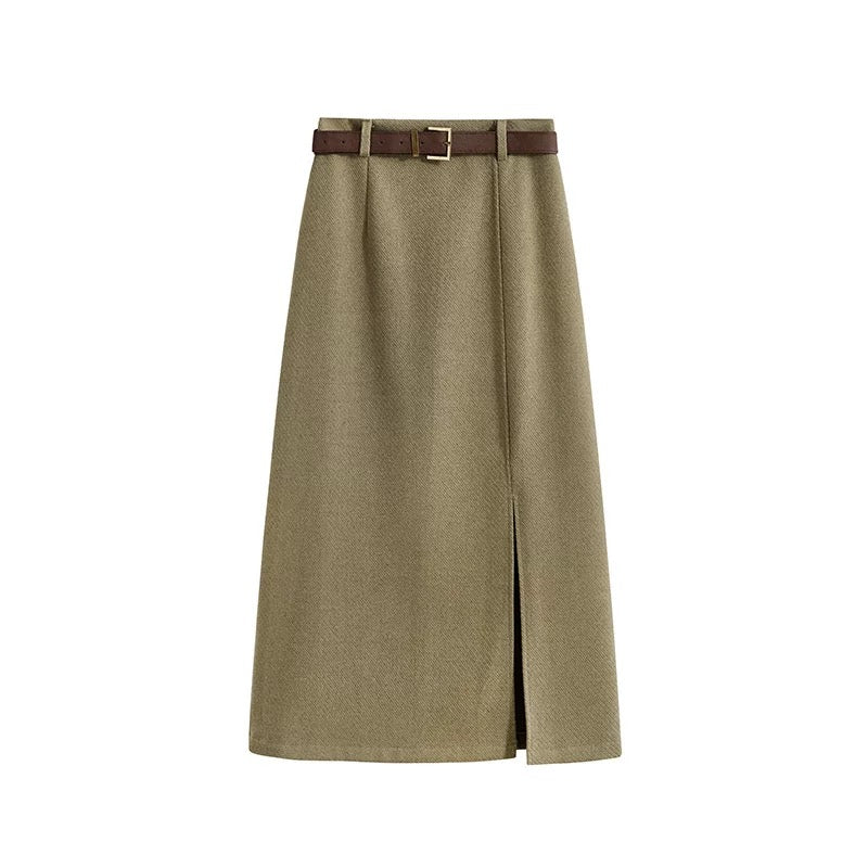 High-Waist A-Line Midi Skirt