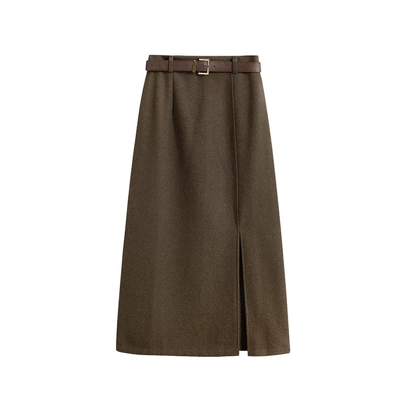 High-Waist A-Line Midi Skirt