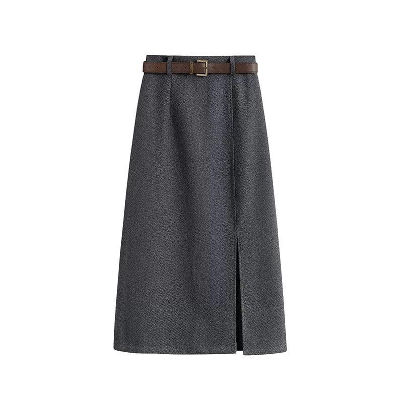 High-Waist A-Line Midi Skirt