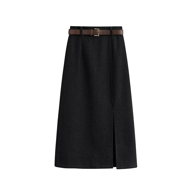 High-Waist A-Line Midi Skirt