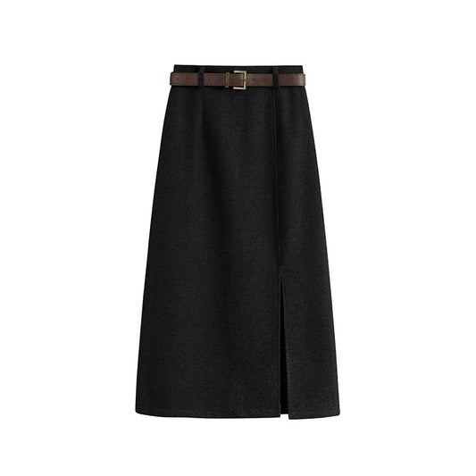 High-Waist A-Line Midi Skirt