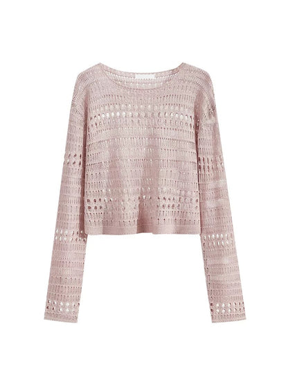 Women's Cropped Open-Knit Sweater top