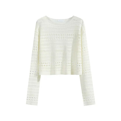 Women's Cropped Open-Knit Sweater top