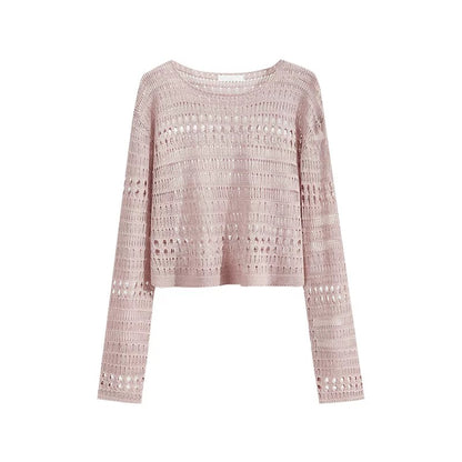 Women's Cropped Open-Knit Sweater top