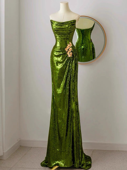 Sexy Emerald Strapless Prom Dress