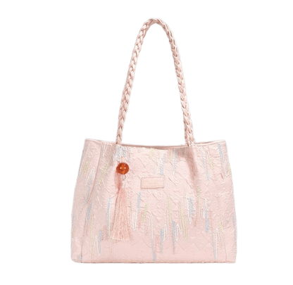 Chic Embroidered Shoulder Tote