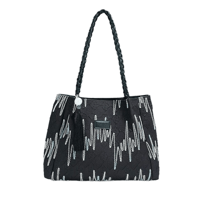 Chic Embroidered Shoulder Tote