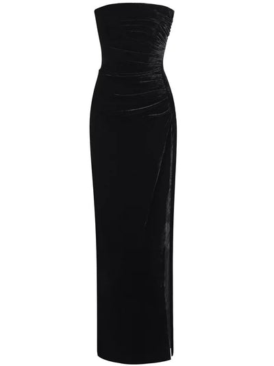 Black Midnight Velvet Strapless Dress