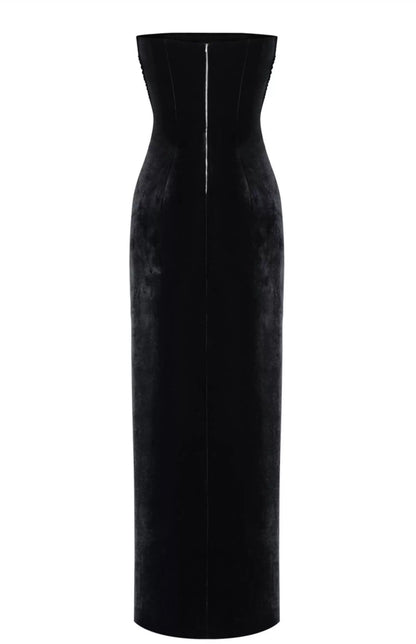 Black Midnight Velvet Strapless Dress