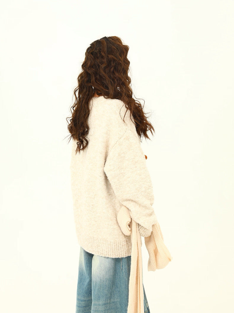 Cozy Puppy 3-D Loose Knit Sweater