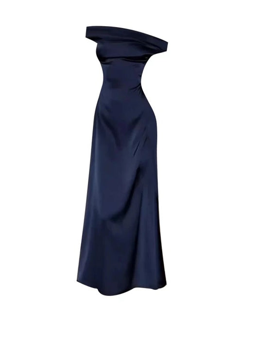 Midnight Muse Off-Shoulder Satin Dress