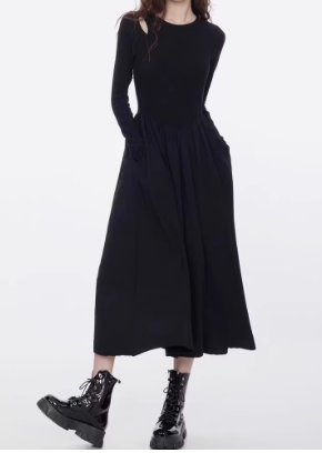 Title: Women’s High-Waist A-Line Long Swing Skirt – Korean-Inspired Solid Color Dress for Commuting | Fall/Winter 2024 Collection