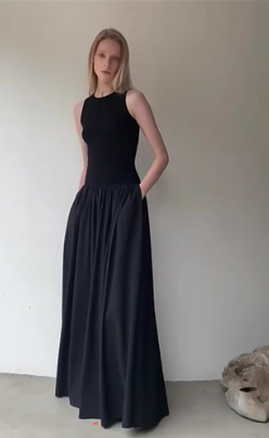 Sleeveless Commuting Maxi Dress with Hood and Elastic Waist