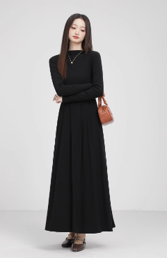 Commuting High-Waist A-Line Winter Maxi Dress with Half Turtleneck and Hood