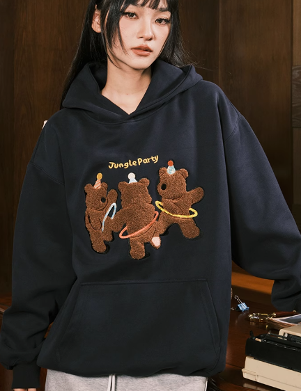 Women oversized loose fit  Bear Graphic hoodie