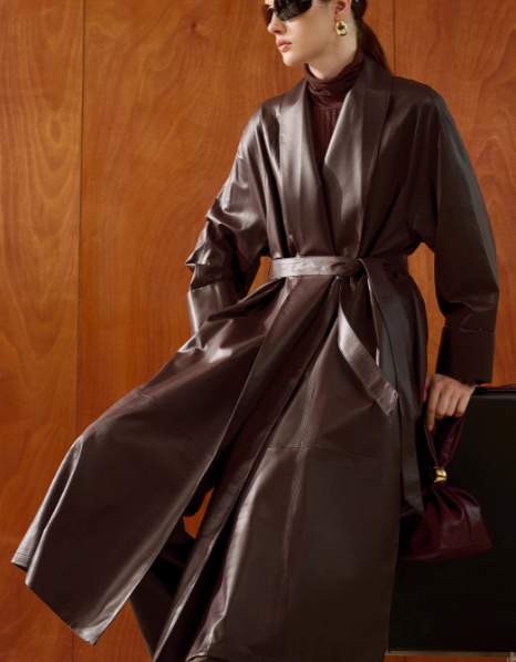 Women's Long Loose Sheep Leather Coat