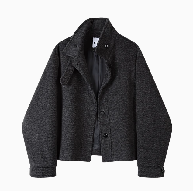 Premium Woolen Stand Collar Short Coat