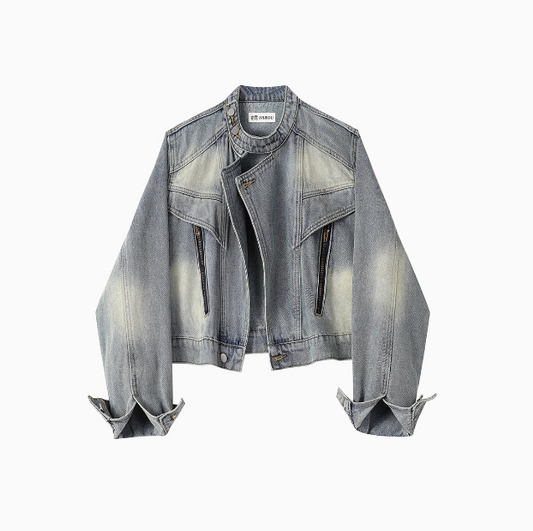 Retro Motorcycle Denim Jacket - Stylish Spring Outerwear