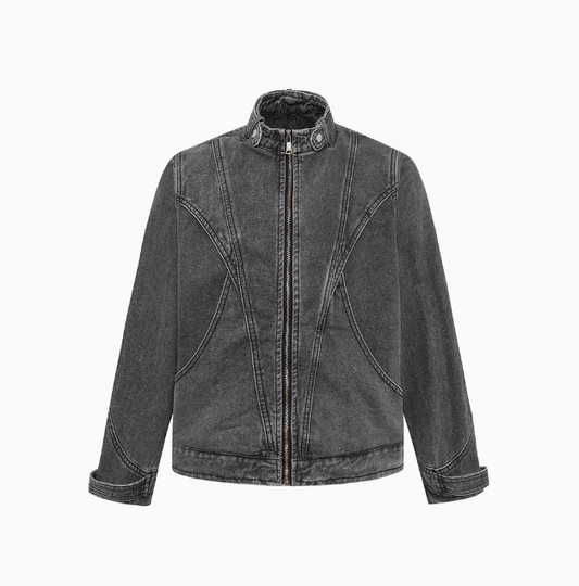 Unisex High-Street Dark Grey Denim Jacket