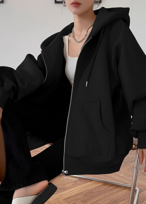 Title: Women’s Hooded Fur-Lined Cardigan with Lantern Sleeves – Thickened Fall 2024 Jacket | S-M